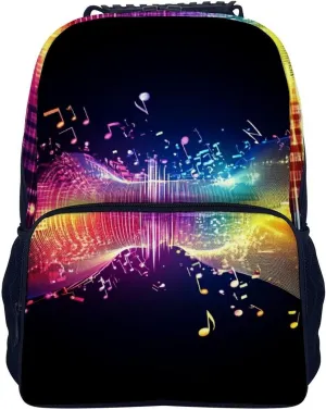 Shoulder Bag, Colorful Neon intrigue Music Notes Travel and Sport Backpack Rucksack Supdreamc Polyester Daypack for Hiking Work Running - Big Capacity Anti-Theft Multipurpose 