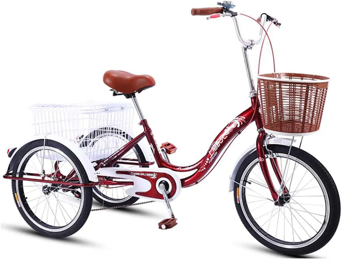 Single Speed Hybrid Cargo Cruiser with Cargo Basket blues remember for Shopping Exercise Recreation(Size:Red) Adult Tricycle 3 Wheel Trike Bike 