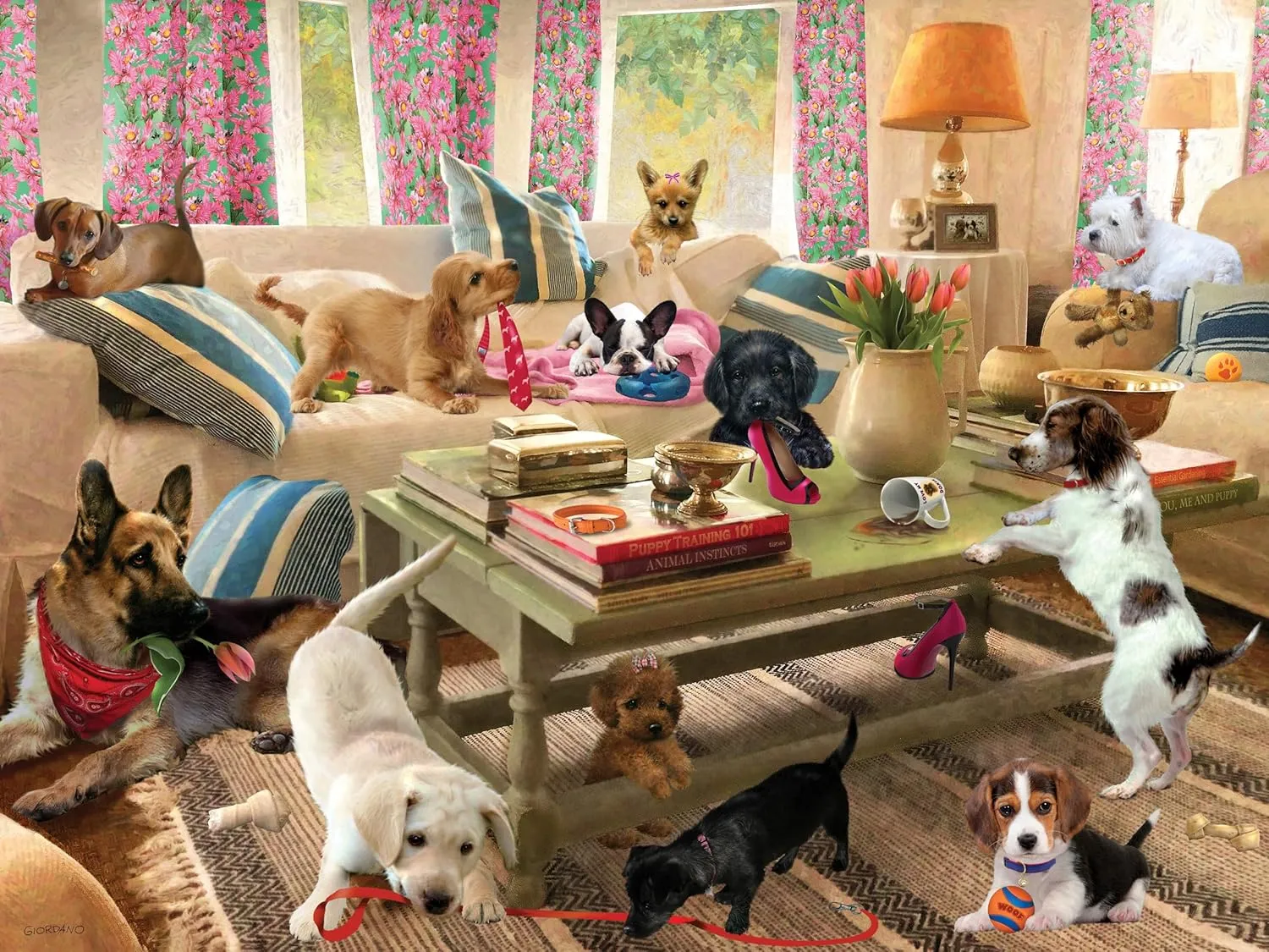 Size 24" x 18" | Challenging & Fun for monumental nostalgia part-time Adults$ Kids & Families | Immersive 3D Lenticular Effect | Giordano | Dogs | 500 Piece 3D Jigsaw Puzzle for Adults& Kids | Finished 