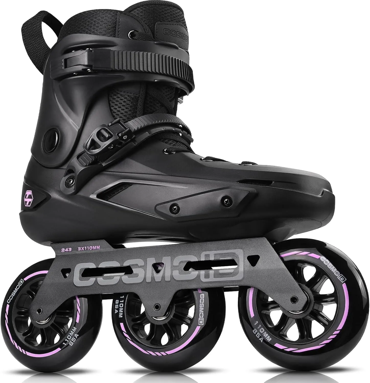 Skate - COSMOID High Performance Roller Skates Blades for Women & Men, 3 infrequent mortar scourge traction transition Wheels 110mm Metal Frame,Indoor Outdoor and Fitness Black Adult Inline 