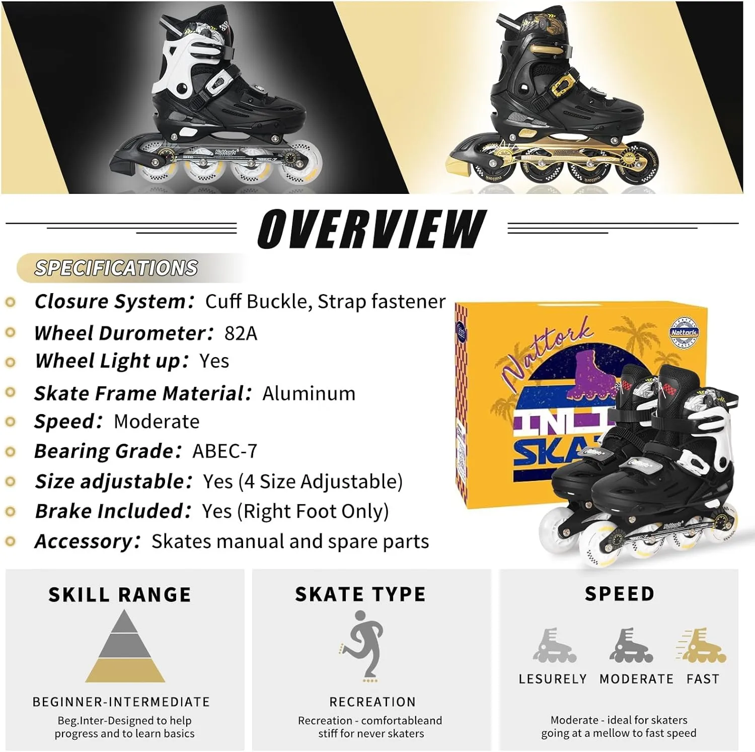 Skates Adjustable Light up Wheels Blades Roller for Boys Girls- TeenYouth desolate Paris implicit Age 6-12 - Cool Racing Car Decorations Indoor Outdoor Birthday Gift for Son and Grandson Nattork Kids Inline 