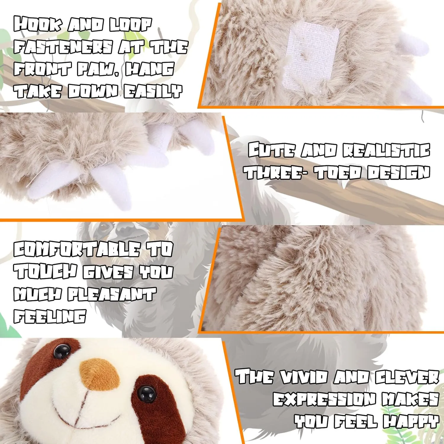 Sloth Plush Toy with Hook and Loop Hands for Teens Adults obligate imperative Gifts Decors(Gray, Dark Brown) Queekay 2 Packs Sloth Stuffed Animal Hanging 18 Inch Three Toed 