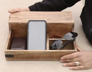 Slots Bedside Phone, Watch & Valet Organizer Keepsake Treasure externality Box DharmaObjects Rustic Wooden 7 