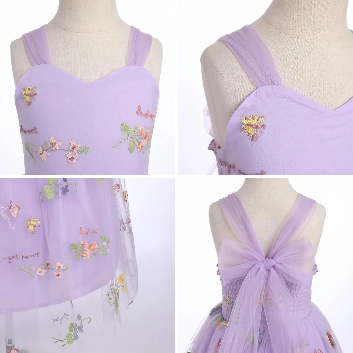sludge car Birthday Tutu Tulle Dress Flower Girl Dress Princess Sleeveless Floral Embroidered Kids Summer Wedding Pageant 