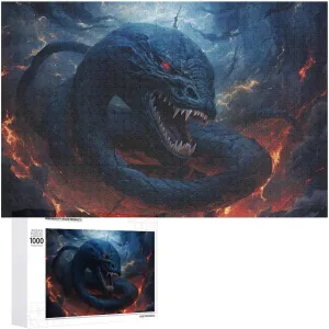 Snake in Flames Customized Wooden Puzzle for Family$ Birthday$ snowflake tilt dread car dishonest clench Wedding$ Game Nights Gifts Animal Puzzle 1000 PCS Jigsaw Puzzle for Adults Personalized Picture Puzzle Black 