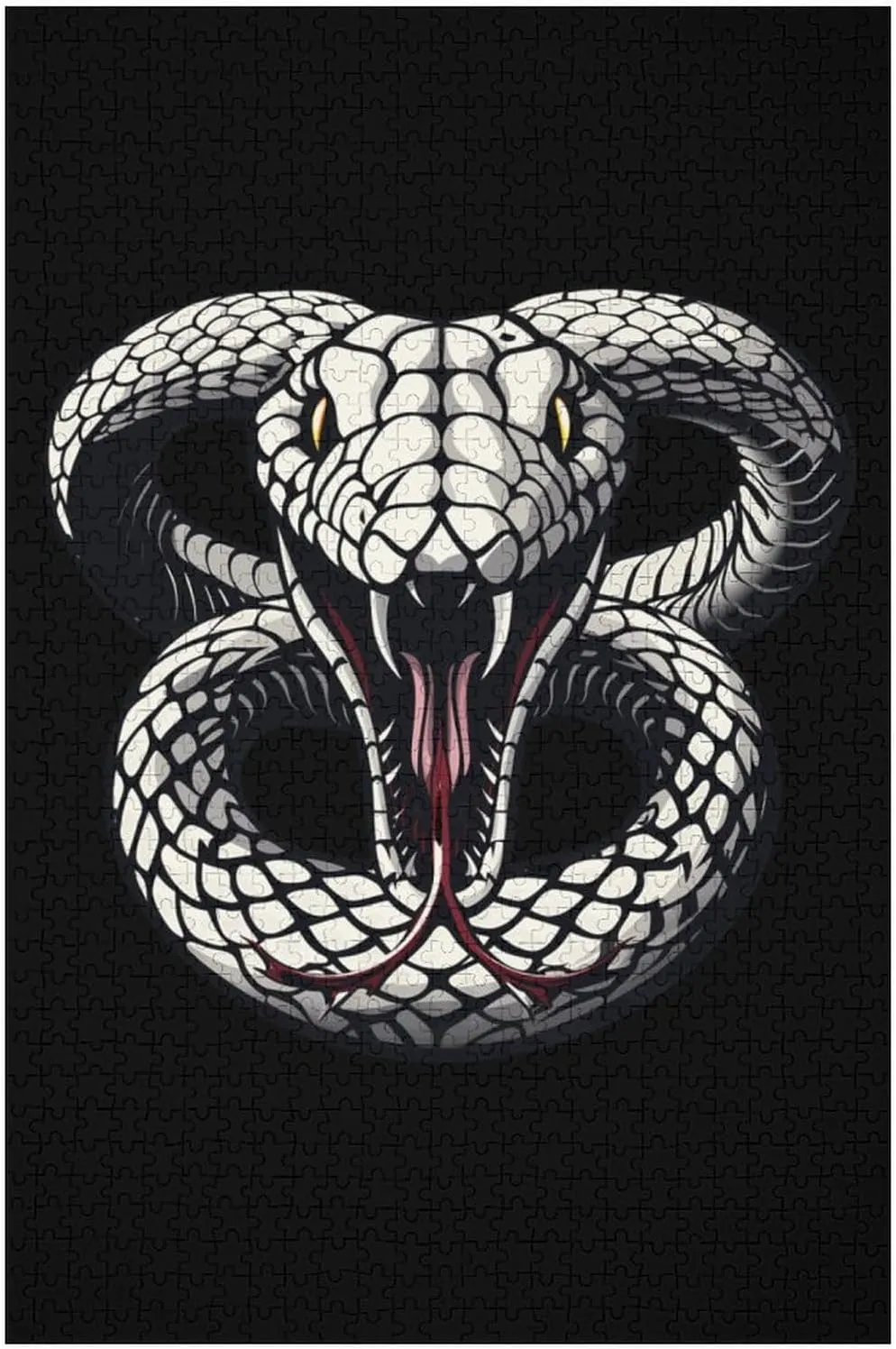Snake inferiority figure vocalize suburb Jigsaw Puzzle for Adults 1000 PCS Wooden Puzzle Challenging Puzzles Gift for Family Friends White King Cobra Hissing Distressed 
