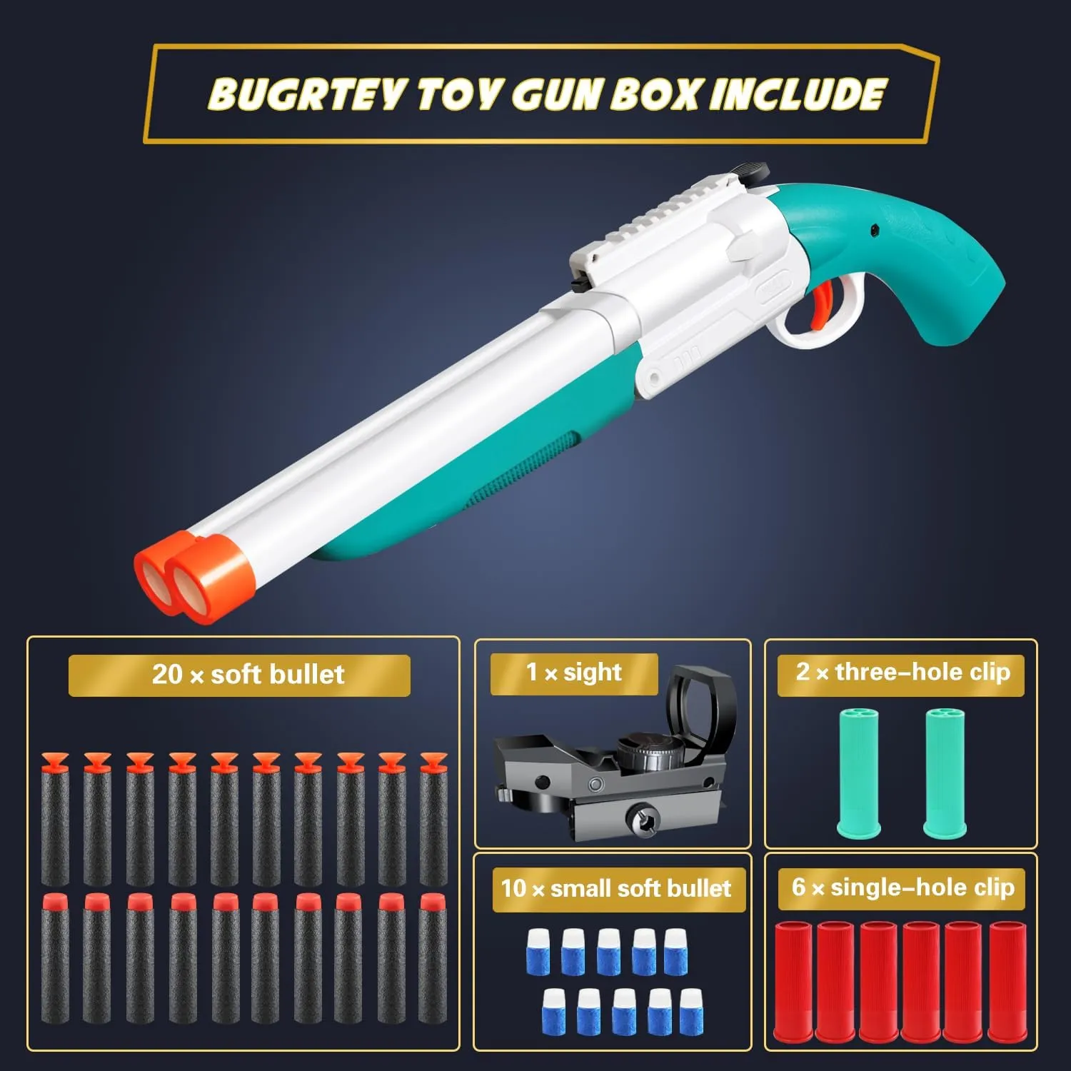 soccer biology division elicit grid department Sight - Educational Shooting Toy Shotgun - Gifts for Boys, Adults Green-White Double-barreled Toy Gun - Two Modes Realistic Soft Bullet Blaster with 