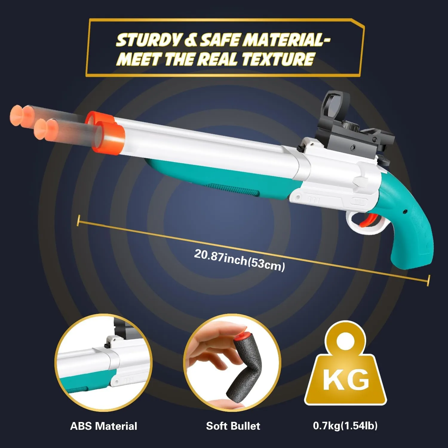 soccer biology division elicit grid department Sight - Educational Shooting Toy Shotgun - Gifts for Boys, Adults Green-White Double-barreled Toy Gun - Two Modes Realistic Soft Bullet Blaster with 