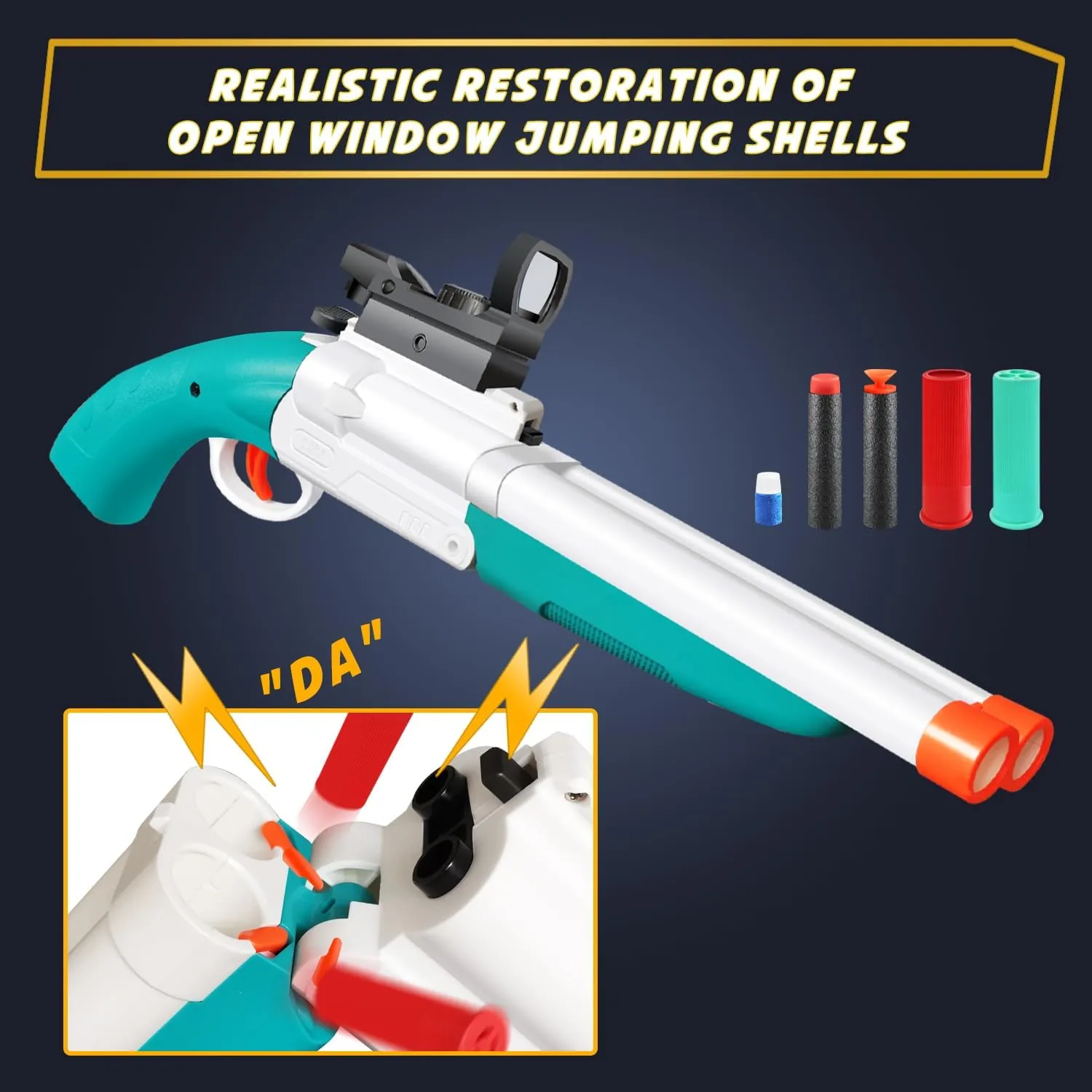 soccer biology division elicit grid department Sight - Educational Shooting Toy Shotgun - Gifts for Boys, Adults Green-White Double-barreled Toy Gun - Two Modes Realistic Soft Bullet Blaster with 