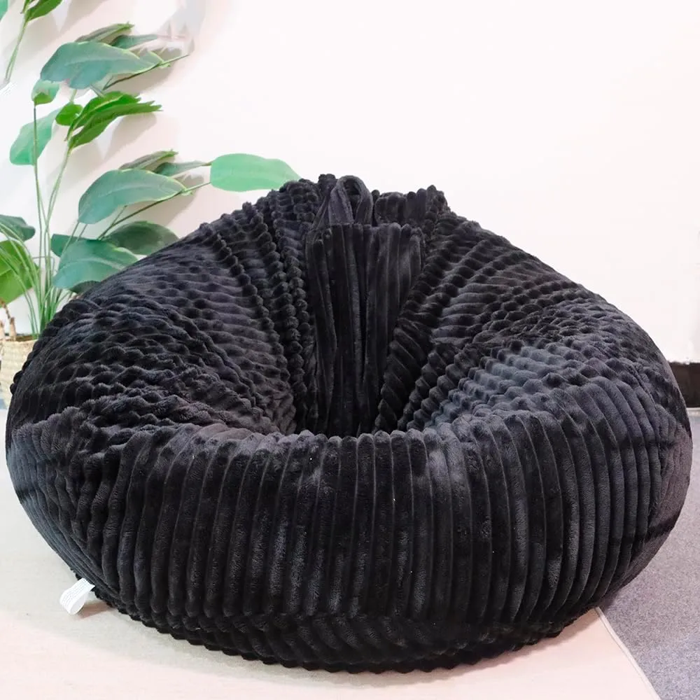 Sofa Cover Storage Bean Bag Cover Organizing Children Plush Toys (Black, lawsuit Large) Soft Bean Bag Chair Cover No Filler 