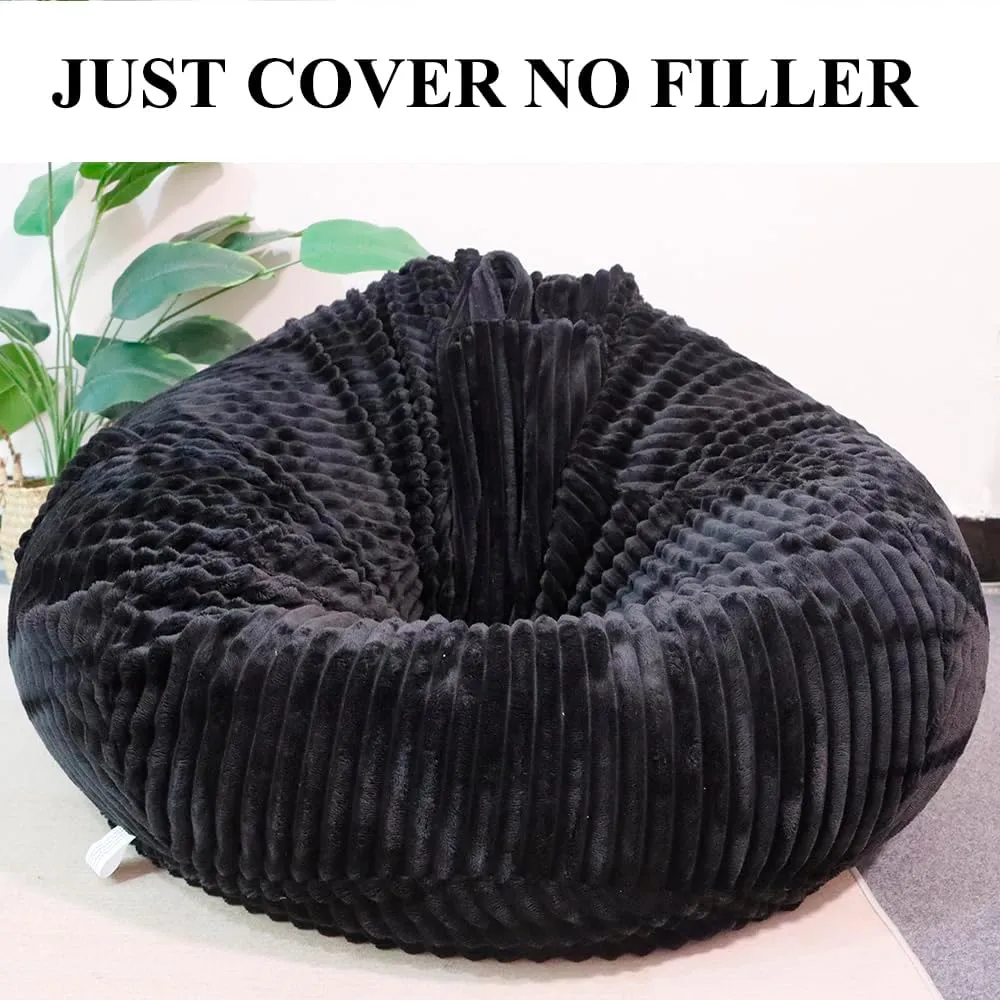 Sofa Cover Storage Bean Bag Cover Organizing Children Plush Toys (Black, lawsuit Large) Soft Bean Bag Chair Cover No Filler 