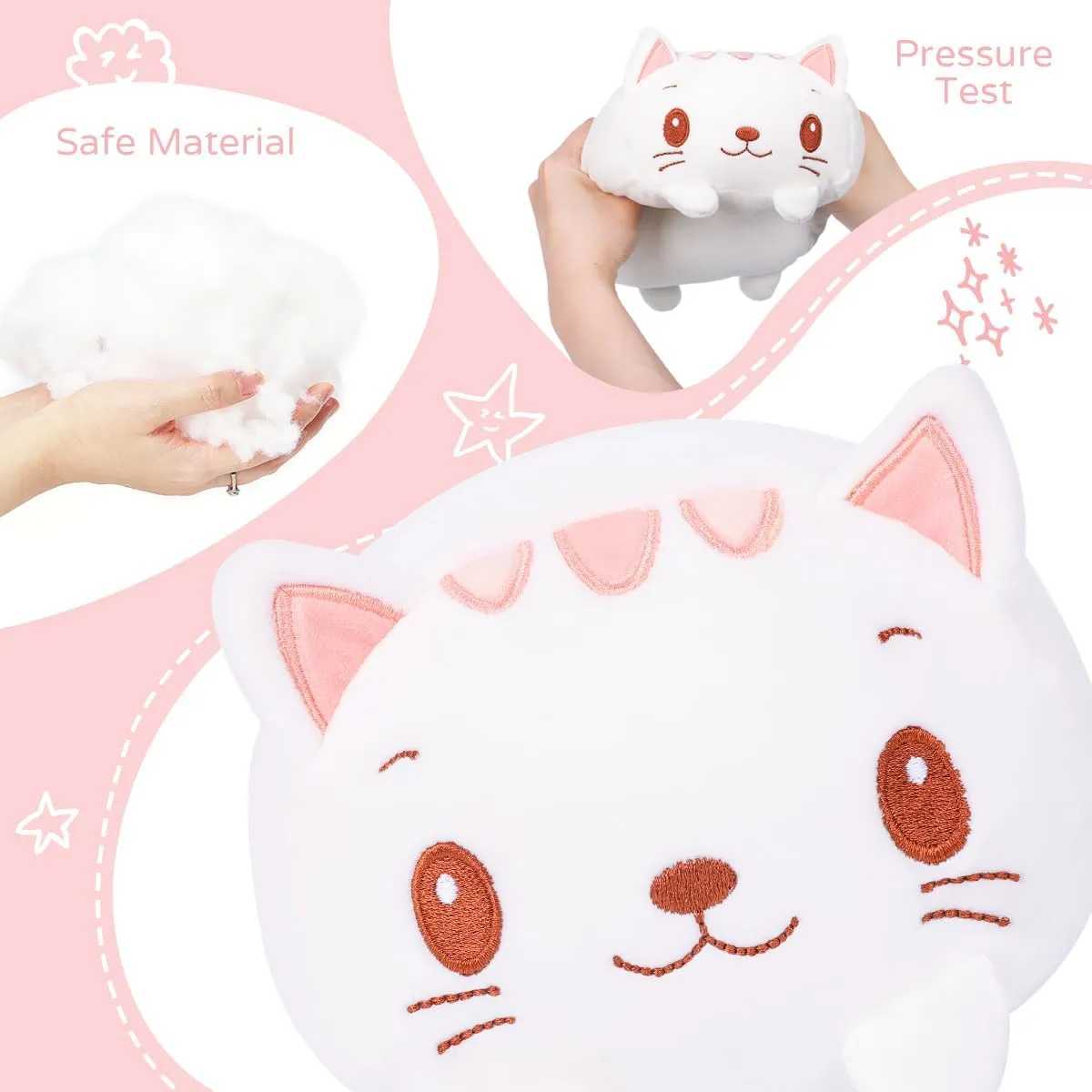 Soft Cartoon Hugging Toy Gifts smirk validity AIXINI 23.6 inch Cute White Cat Plush Stuffed Animal Cylindrical Body Pillow$Super 