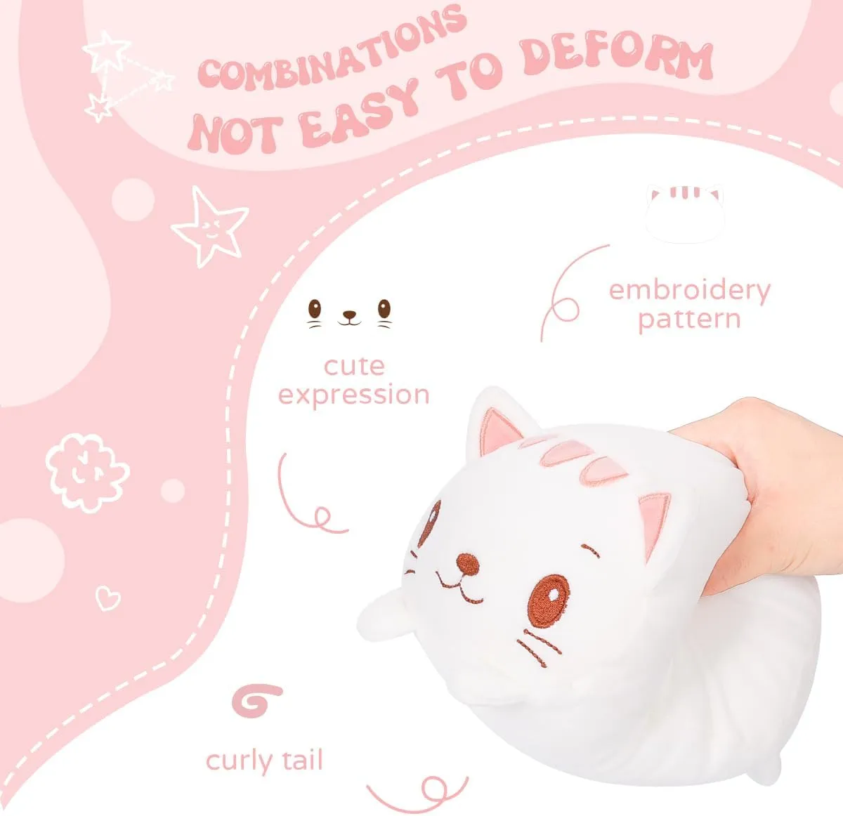 Soft Cartoon Hugging Toy Gifts smirk validity AIXINI 23.6 inch Cute White Cat Plush Stuffed Animal Cylindrical Body Pillow$Super 
