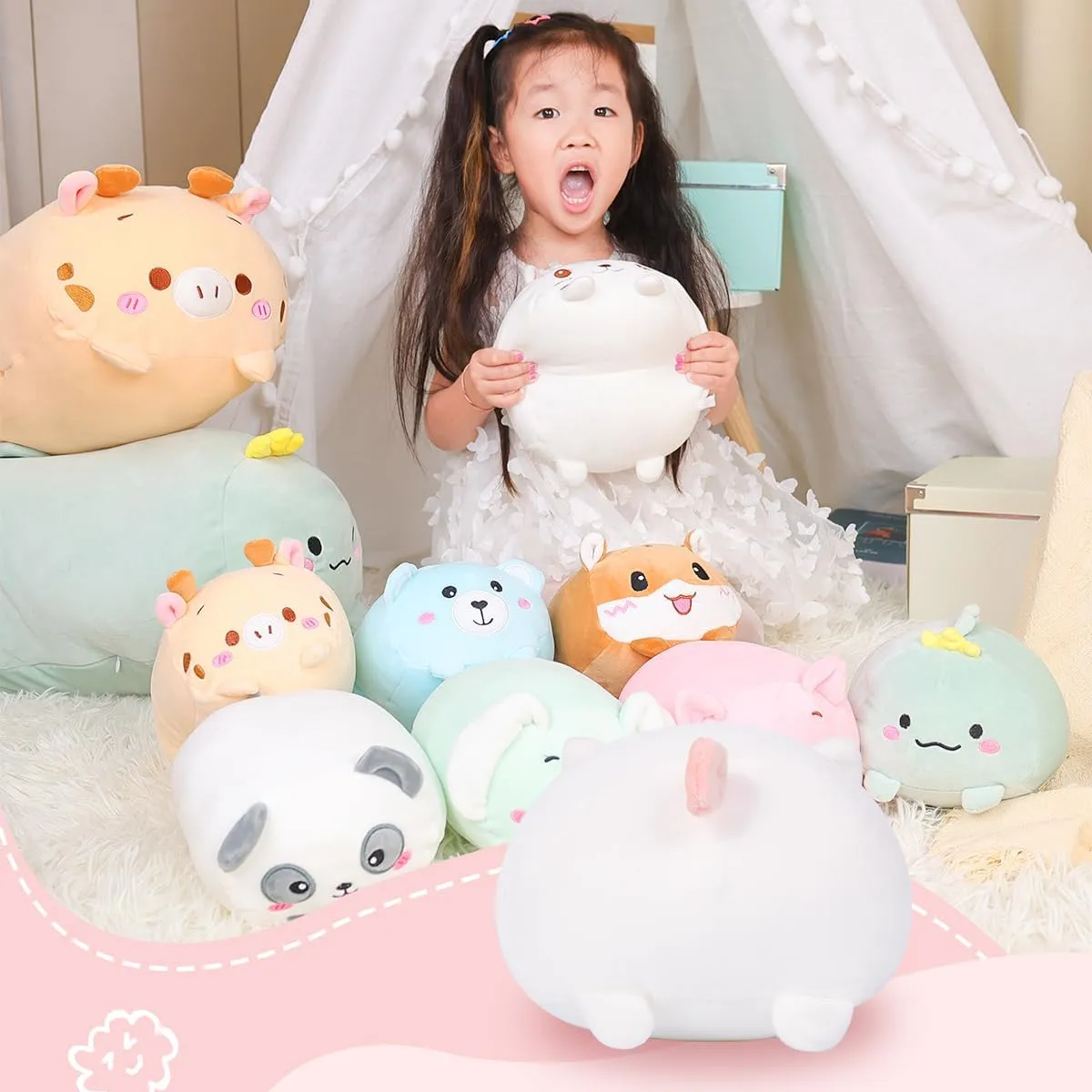 Soft Cartoon Hugging Toy Gifts smirk validity AIXINI 23.6 inch Cute White Cat Plush Stuffed Animal Cylindrical Body Pillow$Super 