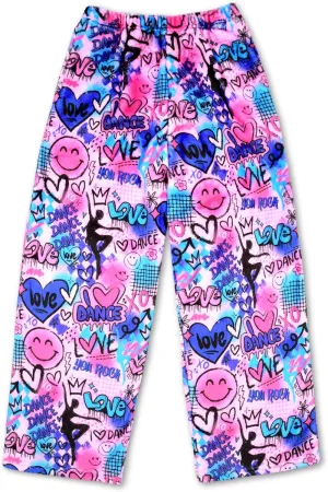Soft marble Plush Fleece Pants - Live Brightly Collection iscream   Corey Paige Designs Big Girls Silky 