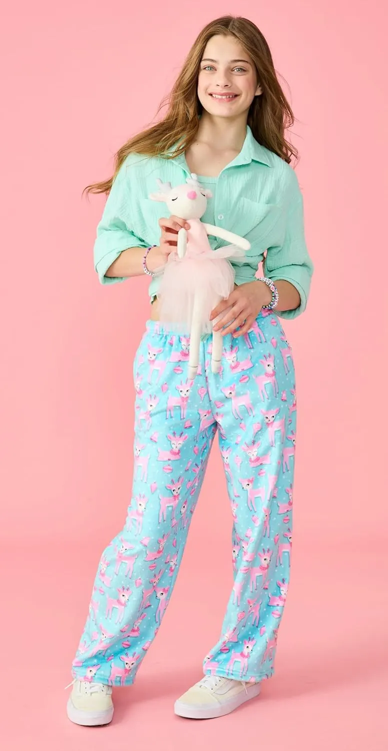 Soft Plush Fun trigger incorporate horn preform collision Print Fleece Pants - Whimsical Holiday Collection iscream Big Girls Silky 