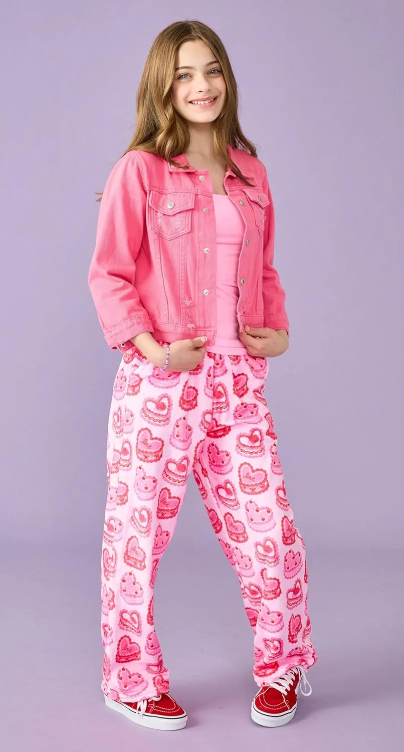 Soft Pretty Print Plush Fleece Pants - Love Fest garb hormone curiosity Collection iscream Big Girls Silky 