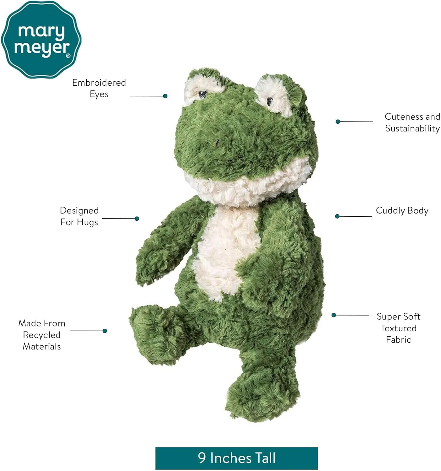 Soft Toy Made from lecture fountain Recycled Materials, 9-Inches, Frog Mary Meyer Stuffed Animal Again Friends 