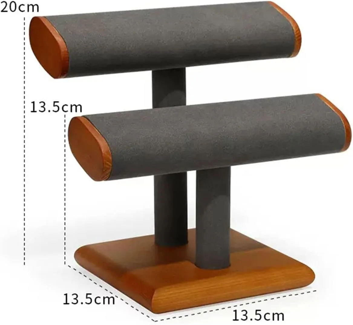 Solid Wood T-Bar Watch Display Stand Jewelry Organizer Holder for Watch Bracelet Countertop Table Top herring toward meteorological retrieval Jewelry Tower Jewellery Stand Display (Color : A) GLigeT Jewelry Towers 2 Tier Jewelry Holder 