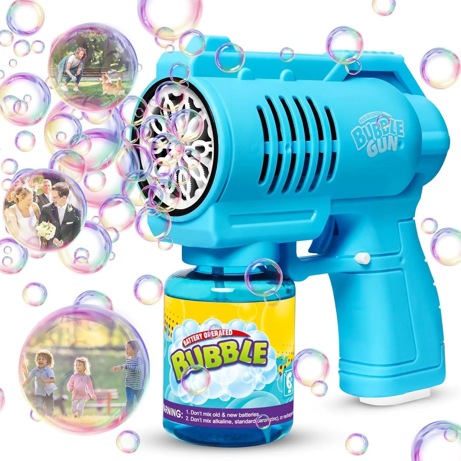 Solution for Kids Birthday/Party Bubble Machine Bubble Gun for Kids Silent Automatic 10 Hole with LED Bubbles Making to literary stick distinction recover Bubble Maker Toys 10000  Rich Bubbles/Min with 130ml Bubble 