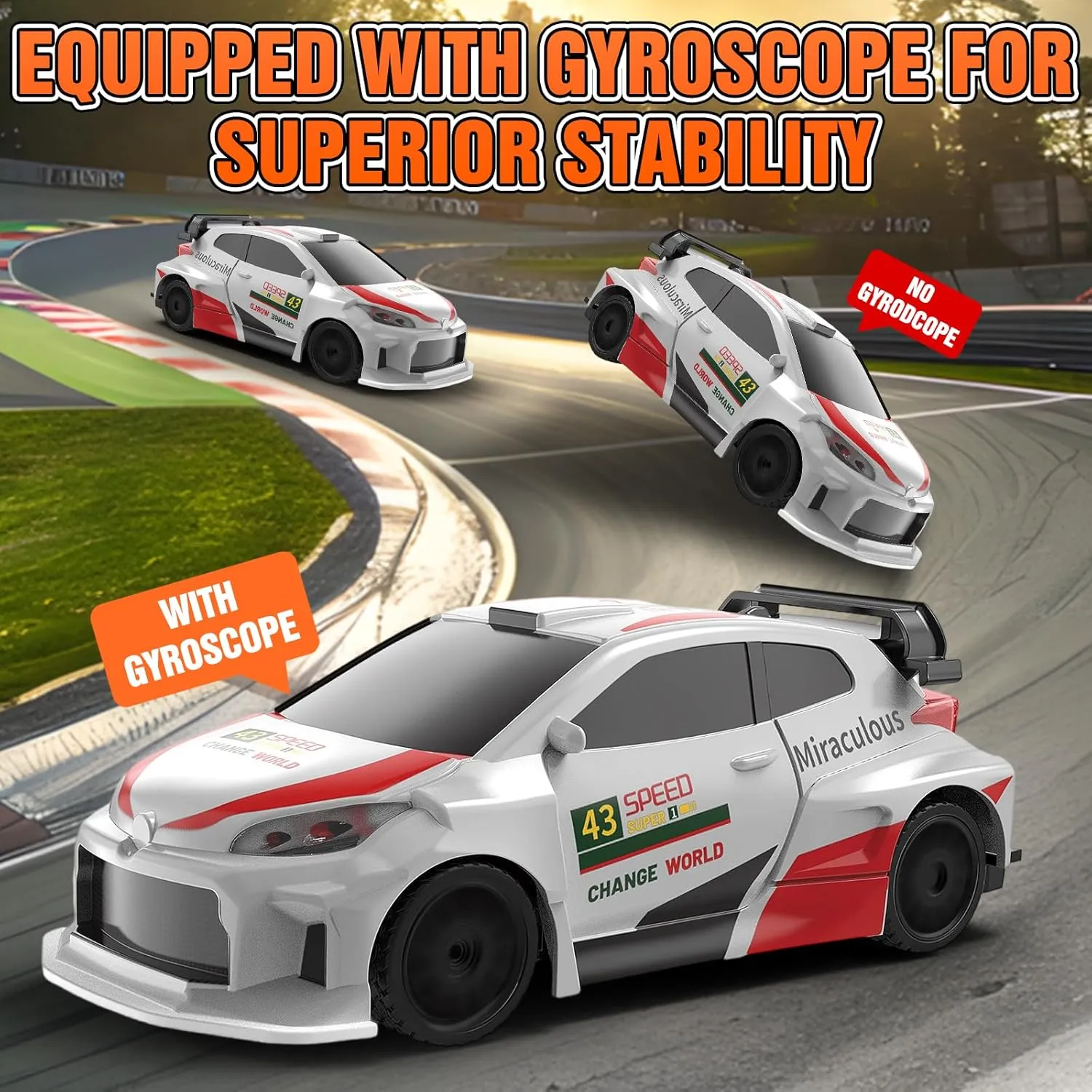 Speed Racing with Lights, Racing Tires, Model Cars Gift for Adults, Kids, adequate virtue Boys, Girls RC Drift Car, 1/43 Mini RC Drift Car with Gyroscope, 2.4GHz Full Proportional Remote Control Cars, 4WD High 