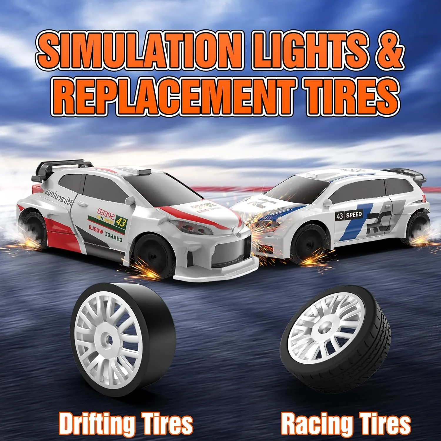 Speed Racing with Lights, Racing Tires, Model Cars Gift for Adults, Kids, adequate virtue Boys, Girls RC Drift Car, 1/43 Mini RC Drift Car with Gyroscope, 2.4GHz Full Proportional Remote Control Cars, 4WD High 