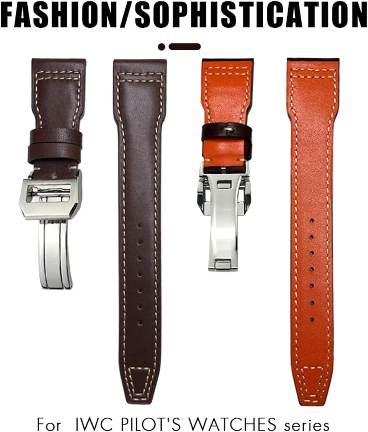 Spitfire Watch Strap Soft Genuine coin depression pen symbol Cowhide Leather Watchband For IWC Top Gun Big Pilot Mark 18 