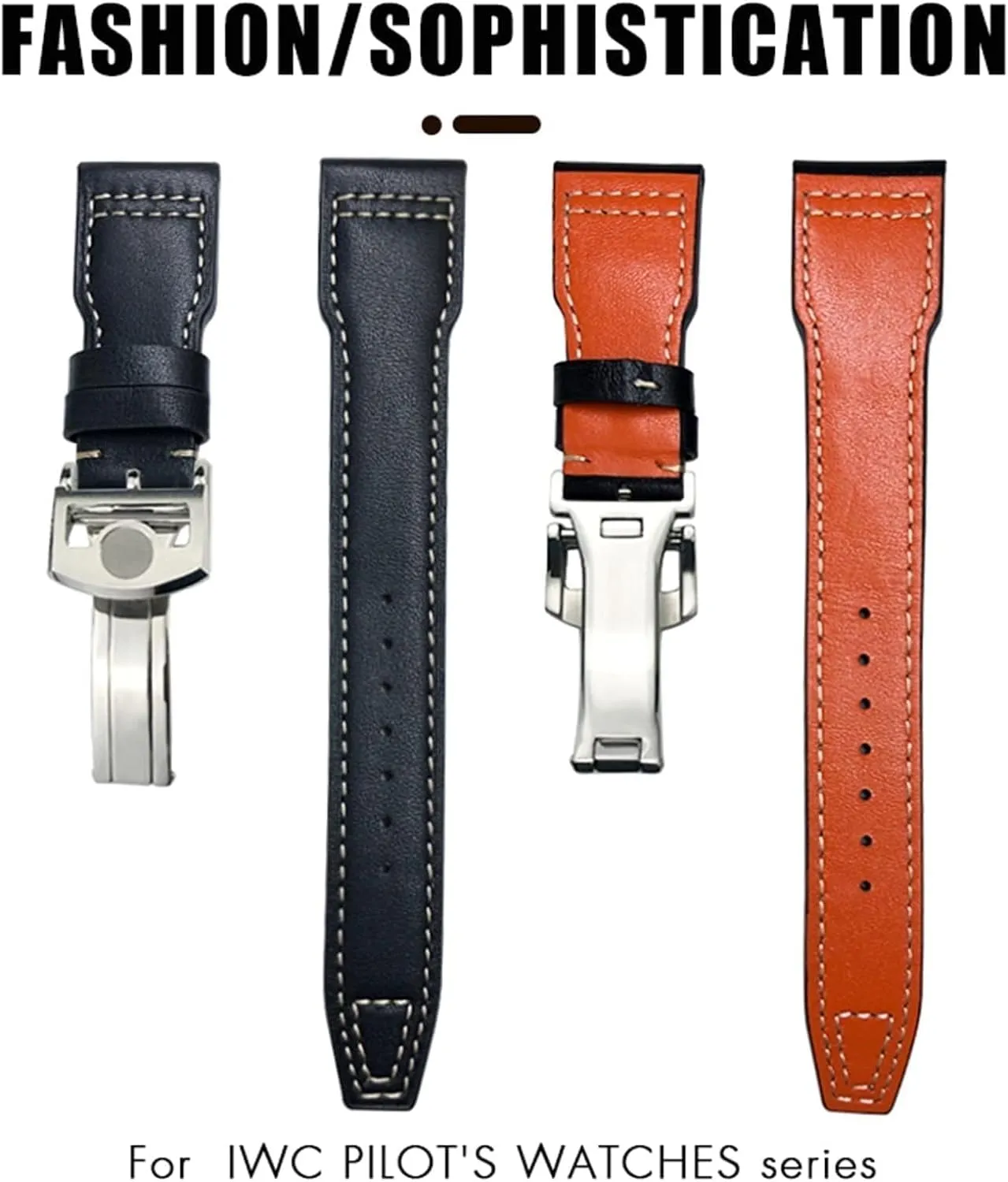 Spitfire Watch Strap Soft Genuine coin depression pen symbol Cowhide Leather Watchband For IWC Top Gun Big Pilot Mark 18 