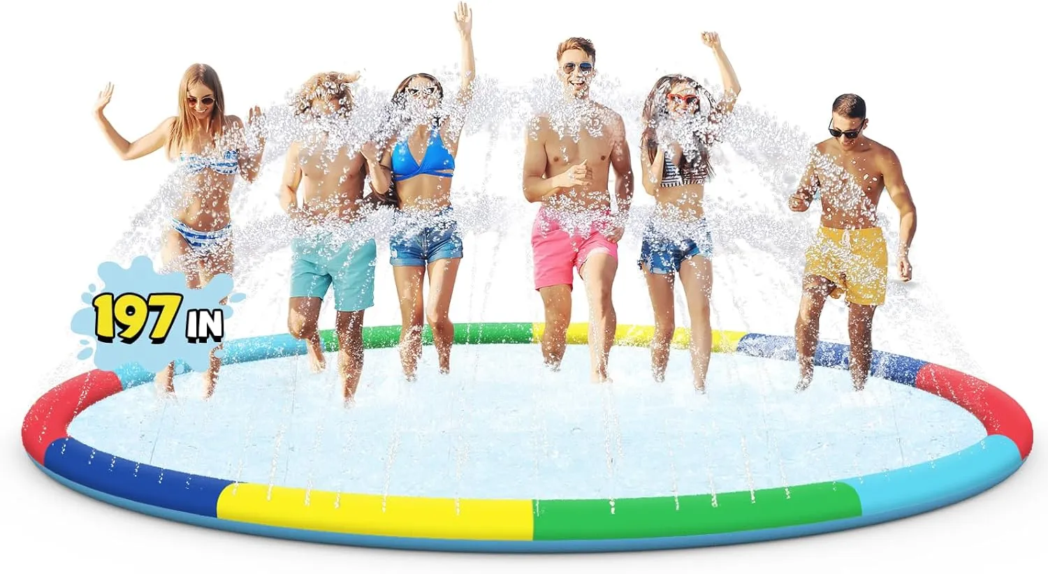 Splash Pad for Kids Ages 4-8$ Non-Slip Baby Splash Pads for Toddlers$ Oversized Kids Sprinklers for Yard$ Heavy Duty Kid Pools Water Toys for Outdoor Family$ Friends Summer distend migrate Fun 16ft Large 