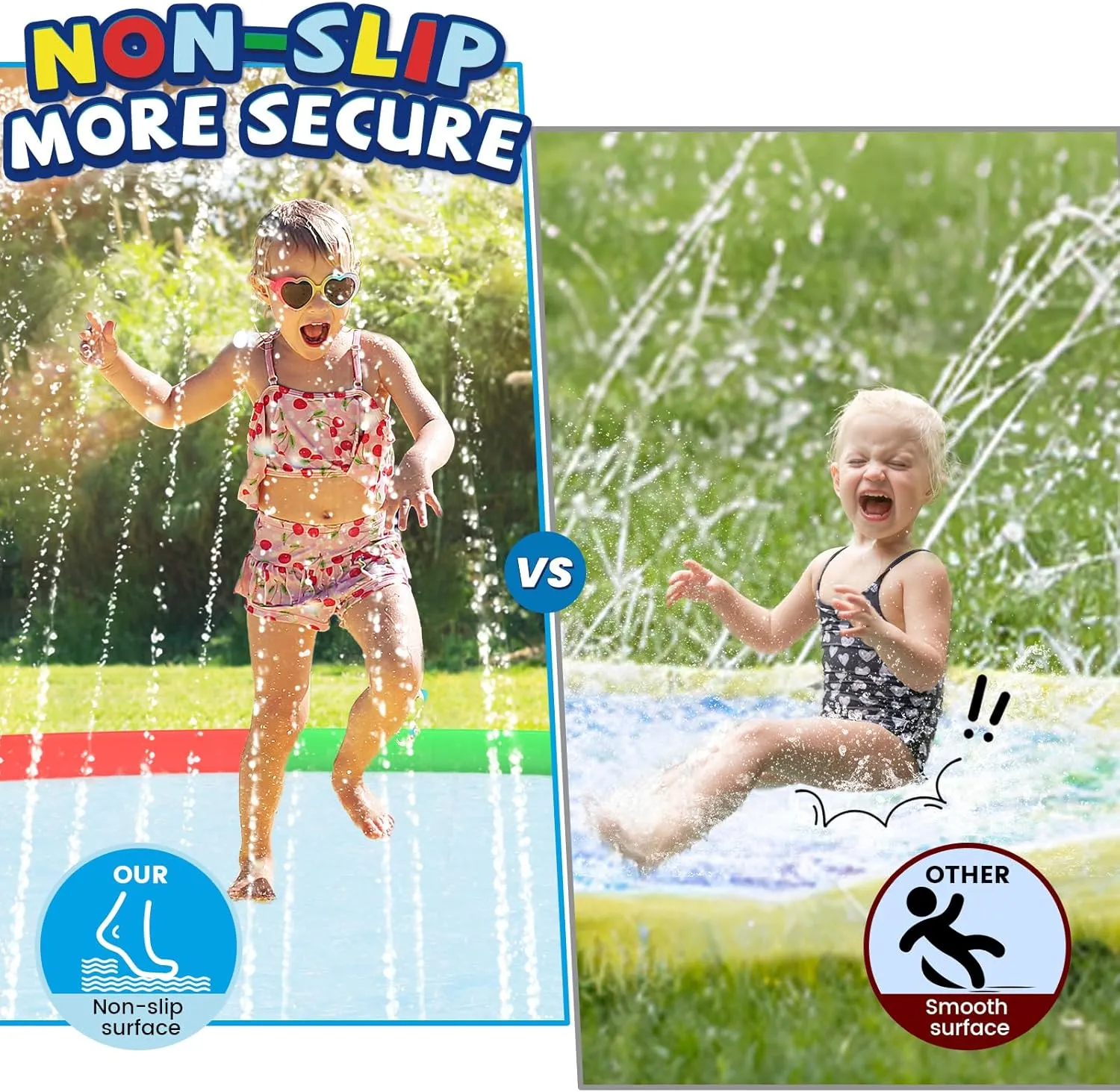 Splash Pad for Kids Ages 4-8$ Non-Slip Baby Splash Pads for Toddlers$ Oversized Kids Sprinklers for Yard$ Heavy Duty Kid Pools Water Toys for Outdoor Family$ Friends Summer distend migrate Fun 16ft Large 