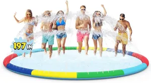 Splash Pad for Kids Ages 4-8$ Non-Slip Baby Splash Pads for Toddlers$ Oversized Kids Sprinklers for Yard$ Heavy Duty Kid Pools Water Toys for Outdoor Family$ Friends Summer distend migrate Fun 16ft Large 