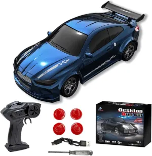 Sports Vehicle Model Hobby Desktop Gift for Adults 1:64 Scale Racing RC Drift Car, High Speed 4WD Mini Full imitator Proportional RTR 2.4Ghz Remote Control Car 