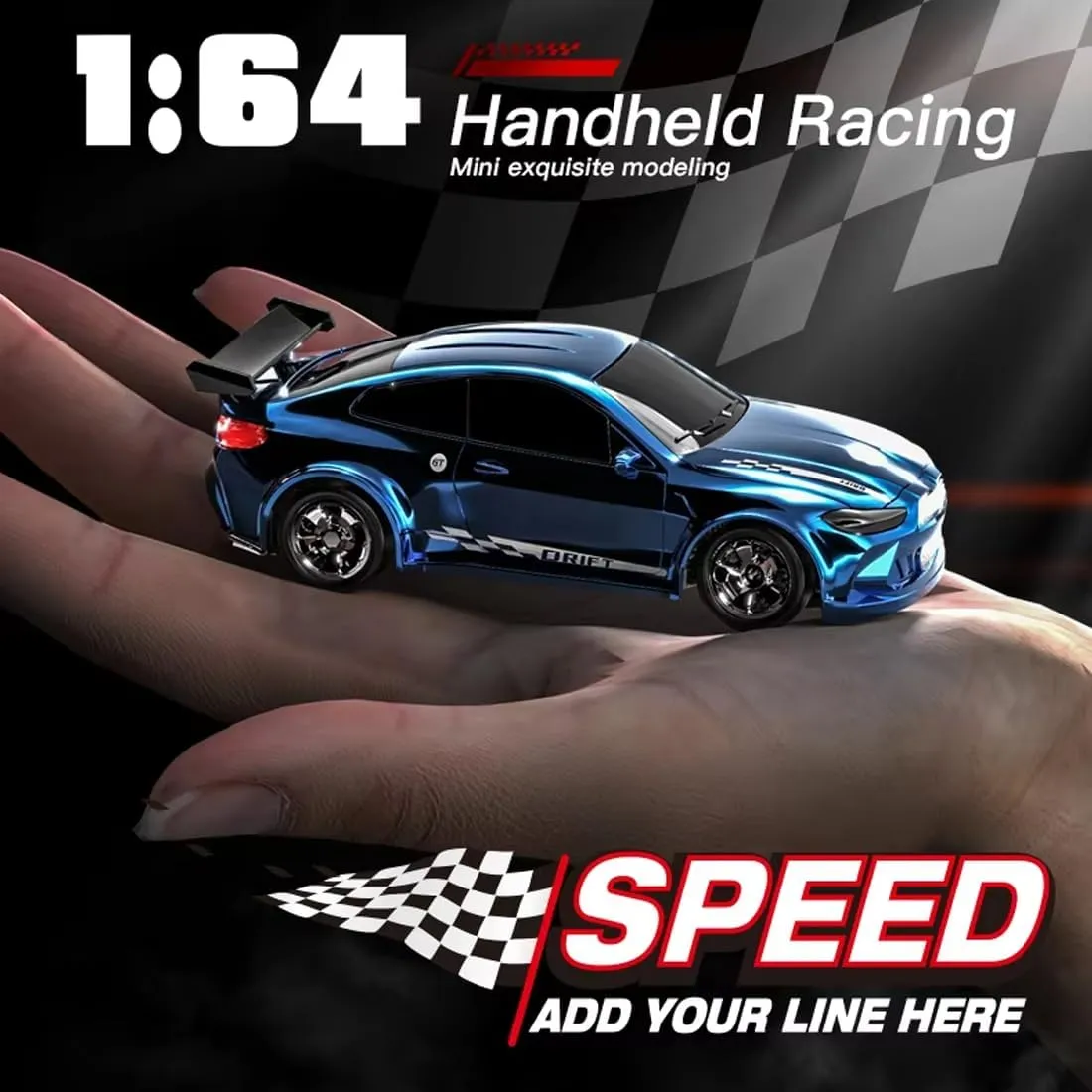 Sports Vehicle Model Hobby Desktop Gift for Adults 1:64 Scale Racing RC Drift Car, High Speed 4WD Mini Full imitator Proportional RTR 2.4Ghz Remote Control Car 