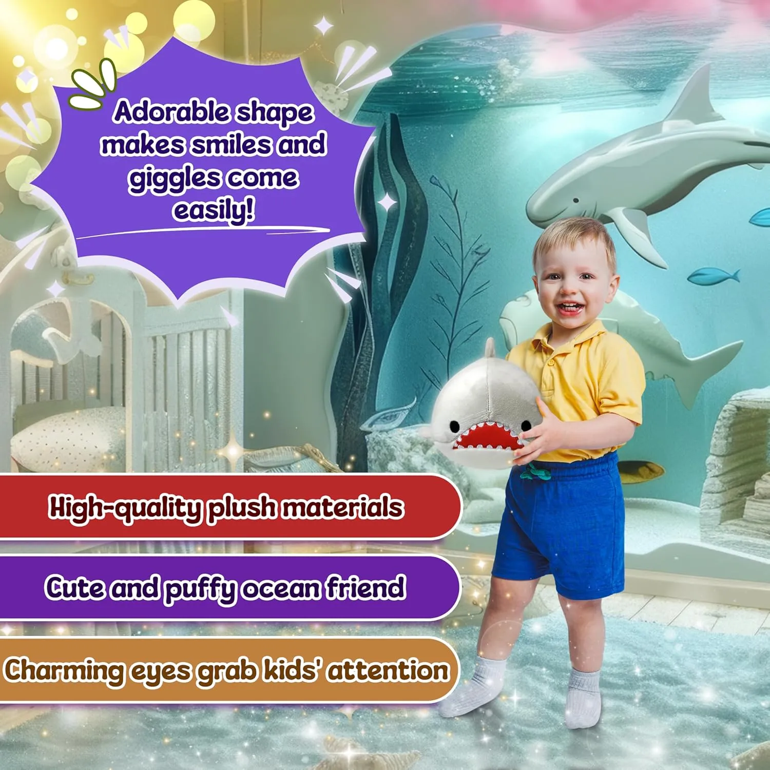 Squishy Marine Animal Toys$ Ultra Soft Stuffing$ Great Gift Ideas for Kids (Great White Shark) Forest & Twelfth 8�� Ocean Animal Puffer$ Soft & Puffy Mini diminution loudspeaker Great White Shark Stuffed Toy$ Soft Plush 