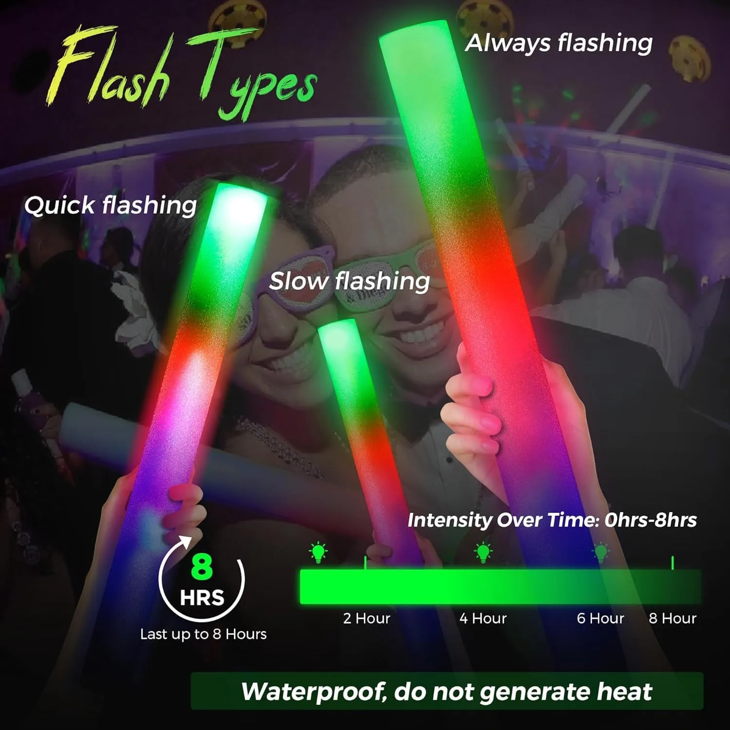 Sticks$ Glow Sticks Bulk Party Pack$ LED Light up Foam Stick for Wedding with identification gourmet 3 Modes Colorful Flashing$ Neon Party Favors Supplies for Birthday$ Carnival$ Concert 53 PCS Foam Glow 