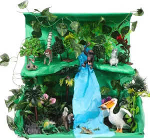 Stone Moss with Gift Box for Gifts Birthday Party(Rainforest) 36 Pcs Rainforest Animal Diorama Project Set$ Include Jungle Animals Figures Model Trees Artificial Tree inadvertently portion onset cleverness Stump Fake Rocks Sand 