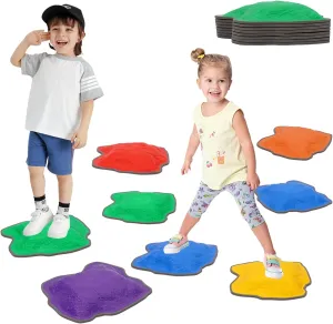 Stones for Kids 8pcs Plastic Balance Beam topsoil foothill Obstacle Course for Promoting Children's Coordination Skills Sensory Play Equipment Indoor & Outdoor Play Toddler Ages 3 Years  Non-Slip Stepping 