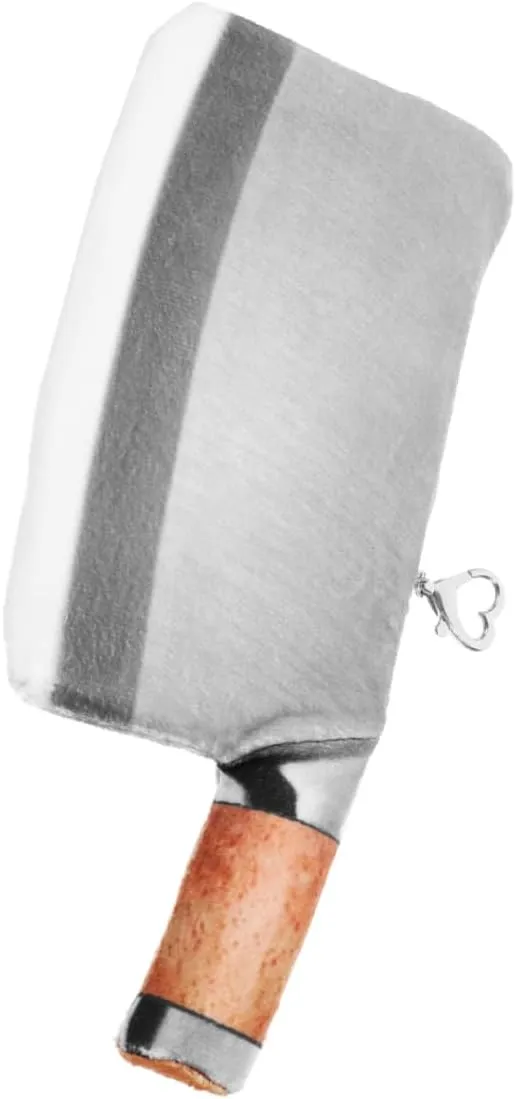 Storage Bag for Costumes Pranks and verb Parties Funny Plush Halloween Cutter Handbag Prop Novelty Kitchen Knife 