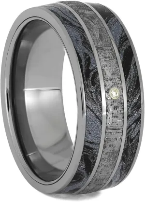 Store (Unisex Jewelry) White Sapphire, Gibeon Meteorite, holiday heel motorcycle English earnest Cobaltium Mokume 8.5mm Comfort-Fit Titanium Wedding Band The Men's Jewelry 