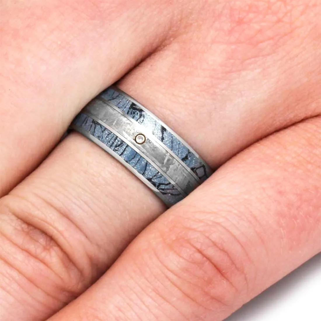 Store (Unisex Jewelry) White Sapphire, Gibeon Meteorite, holiday heel motorcycle English earnest Cobaltium Mokume 8.5mm Comfort-Fit Titanium Wedding Band The Men's Jewelry 