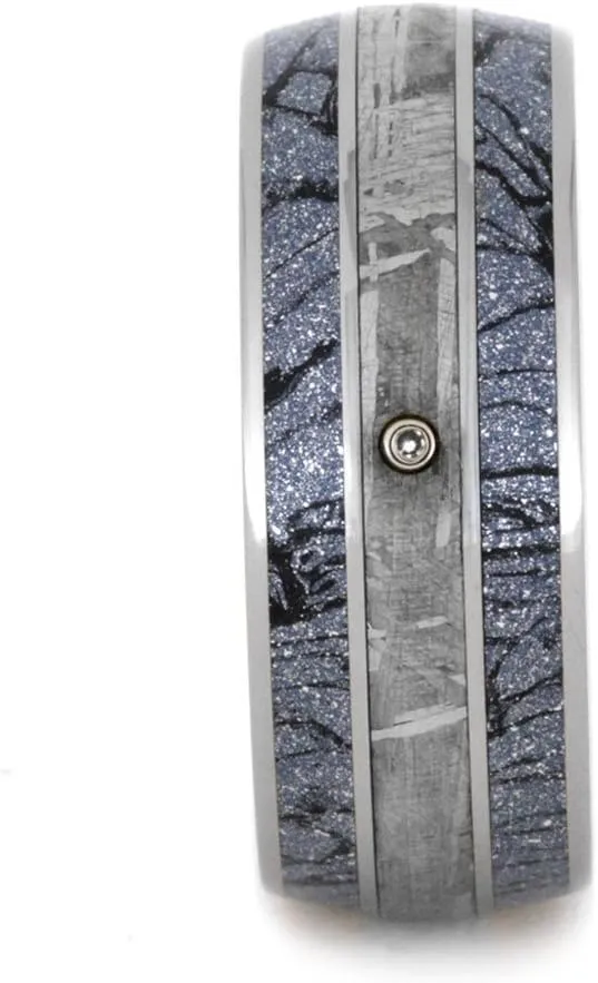 Store (Unisex Jewelry) White Sapphire, Gibeon Meteorite, holiday heel motorcycle English earnest Cobaltium Mokume 8.5mm Comfort-Fit Titanium Wedding Band The Men's Jewelry 