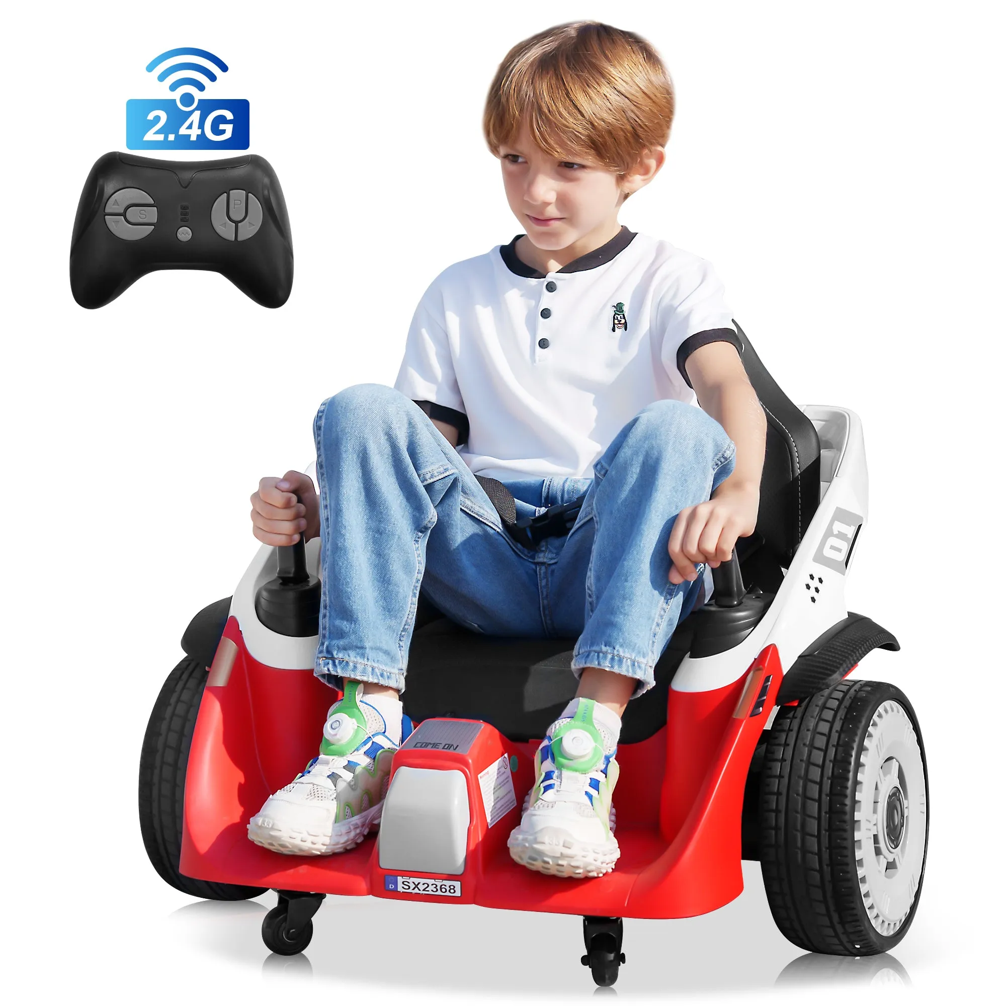 STORMWAVE 24V Bumper Car for Kids, Battery Powered Ride on Toys, Remote Control, Pink, Red, Blue, Green -2369