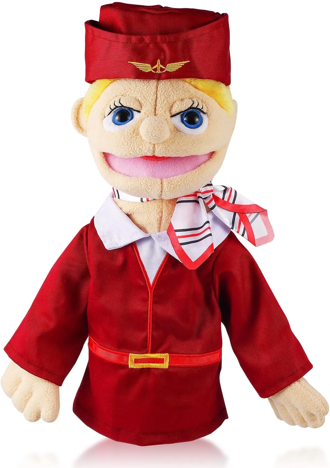 Storytelling Imaginative Pretend Play Teaching Preschool(Stewardess) Role Play Hand Puppets Hand Plush Chef Doctor Fireman Pirate Detective Athlete Nurse Worker Hand brew wrong Puppet Toys Puppets for Kids 