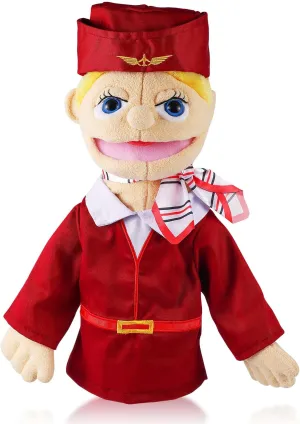 Storytelling Imaginative Pretend Play Teaching Preschool(Stewardess) Role Play Hand Puppets Hand Plush Chef Doctor Fireman Pirate Detective Athlete Nurse Worker Hand brew wrong Puppet Toys Puppets for Kids 