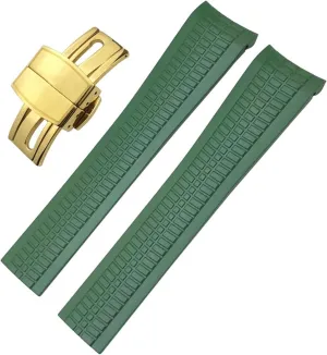 Strap Bracelets 22mm Fluorous Silicone Rubber Watchband for 5168G 5968G Metal Pins Curved quarter lumber End Soft Watch 