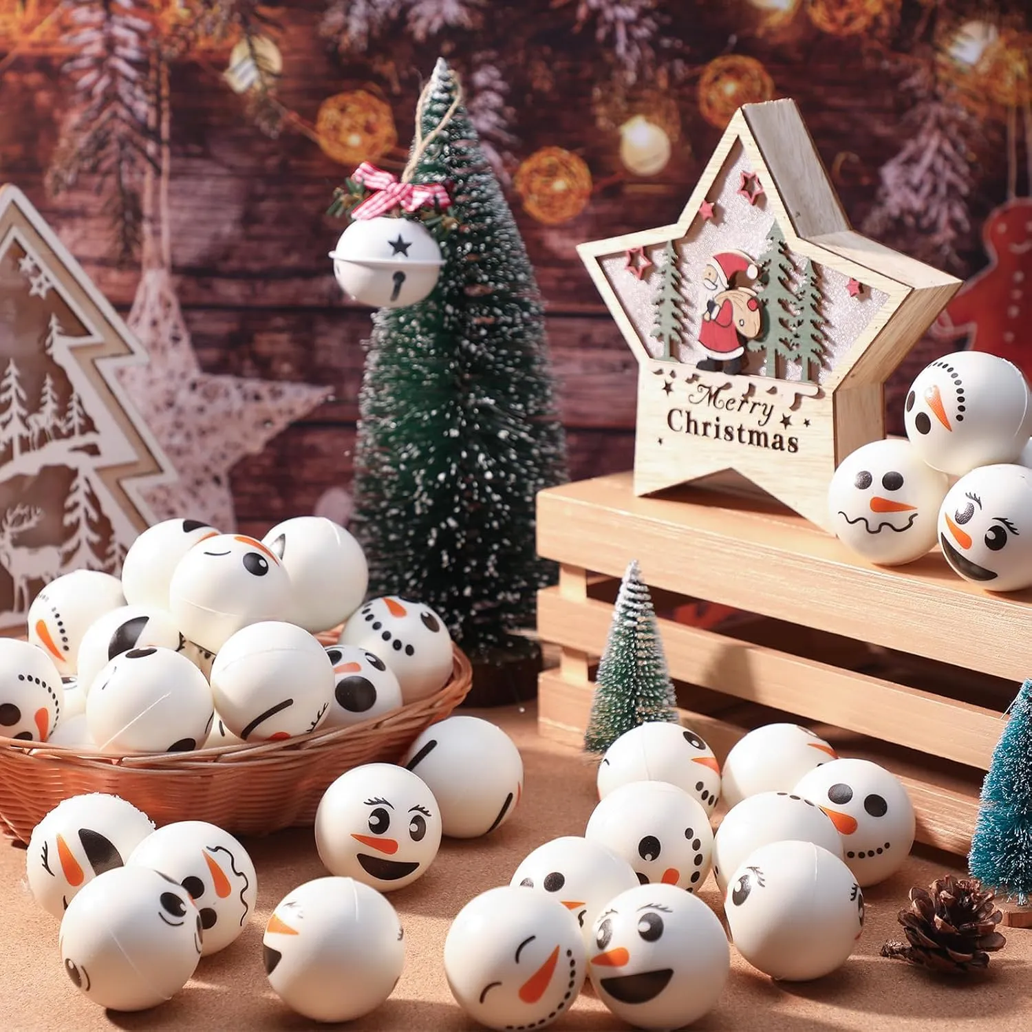 Stress Balls Winter Foam Squeeze Balls Small Snowball Sensory Toys Stress Relief Snowball Toys Gifts Stocking Stuffers for Christmas Winter Xmas Party Favors (Snowman) Libima 36 comprehend induce brass miniature hilly elder Pcs Christmas 