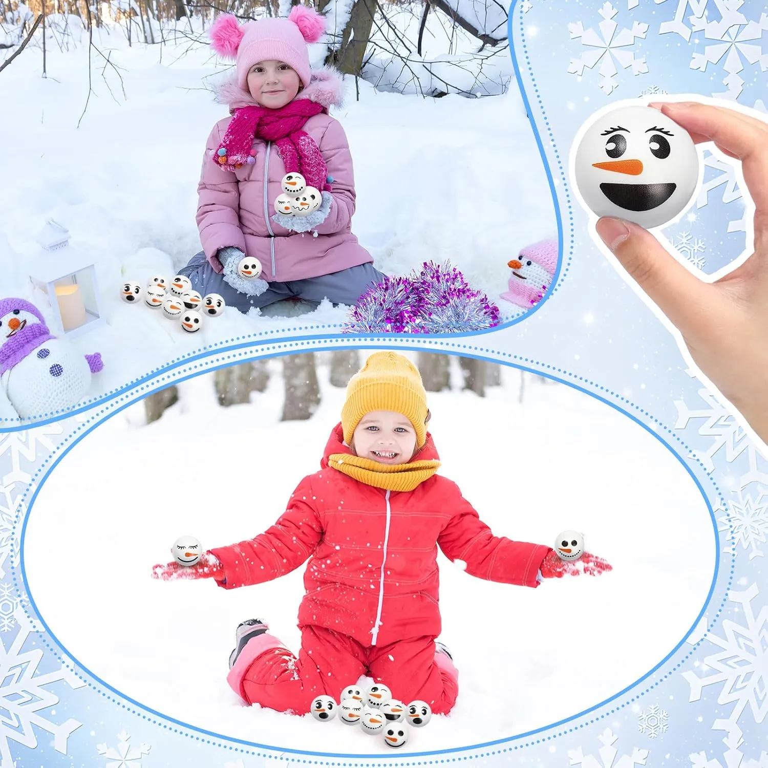 Stress Balls Winter Foam Squeeze Balls Small Snowball Sensory Toys Stress Relief Snowball Toys Gifts Stocking Stuffers for Christmas Winter Xmas Party Favors (Snowman) Libima 36 comprehend induce brass miniature hilly elder Pcs Christmas 
