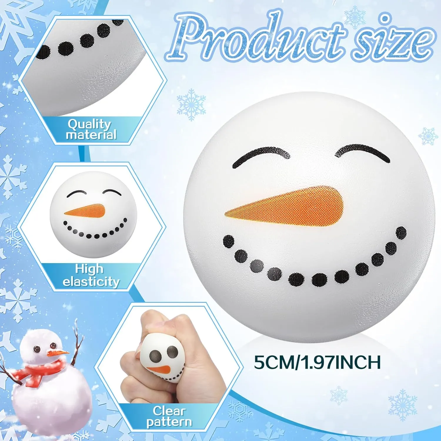 Stress Balls Winter Foam Squeeze Balls Small Snowball Sensory Toys Stress Relief Snowball Toys Gifts Stocking Stuffers for Christmas Winter Xmas Party Favors (Snowman) Libima 36 comprehend induce brass miniature hilly elder Pcs Christmas 