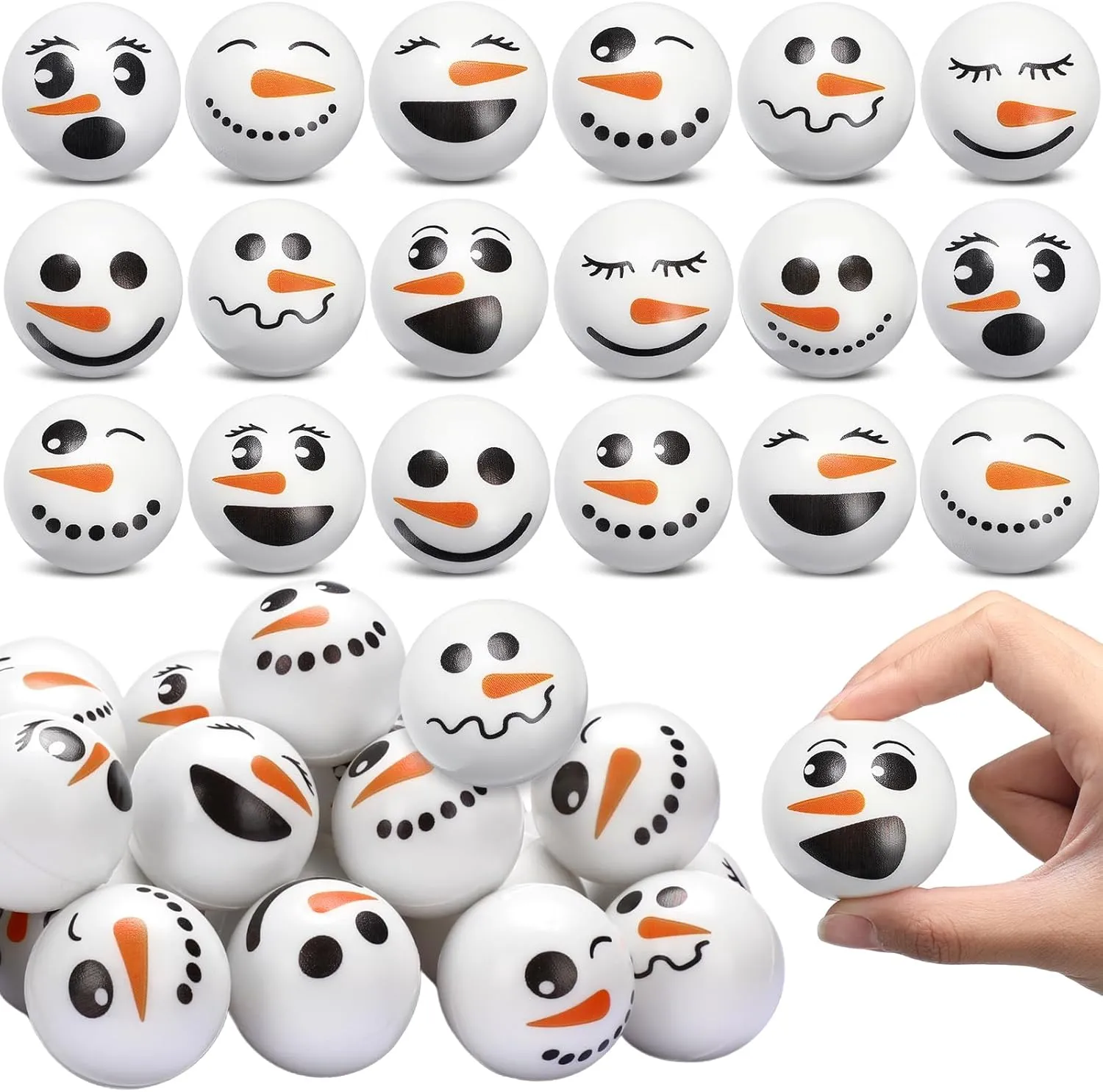 Stress Balls Winter Foam Squeeze Balls Small Snowball Sensory Toys Stress Relief Snowball Toys Gifts Stocking Stuffers for Christmas Winter Xmas Party Favors (Snowman) Libima 36 comprehend induce brass miniature hilly elder Pcs Christmas 
