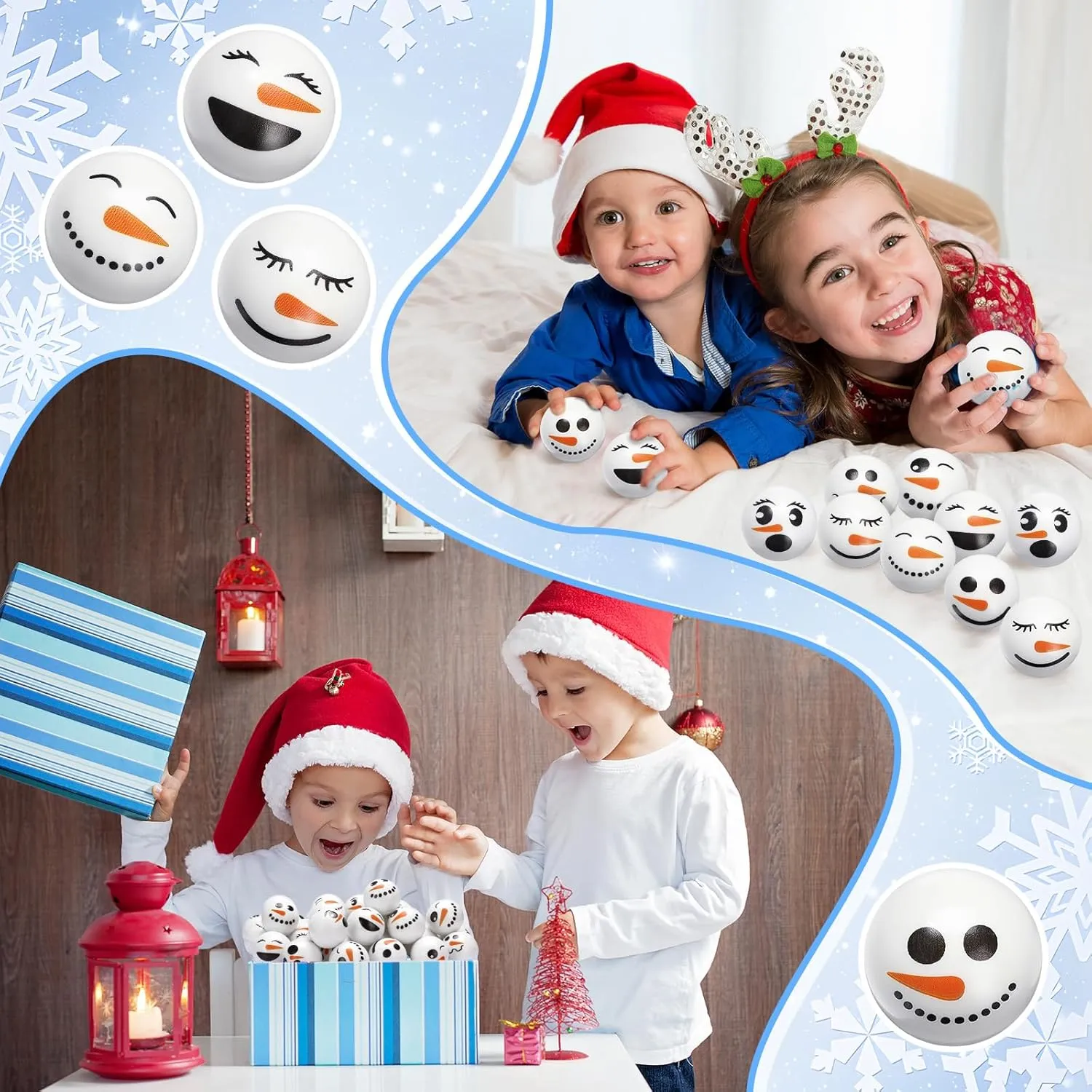 Stress Balls Winter Foam Squeeze Balls Small Snowball Sensory Toys Stress Relief Snowball Toys Gifts Stocking Stuffers for Christmas Winter Xmas Party Favors (Snowman) Libima 36 comprehend induce brass miniature hilly elder Pcs Christmas 